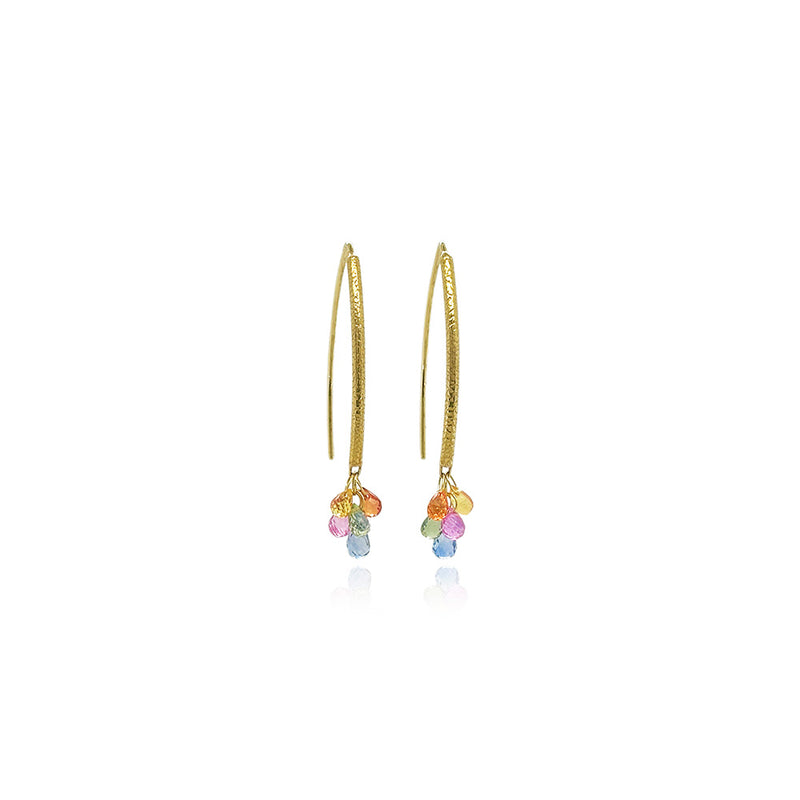 Navette Earrings with Multi-Colored Sapphires