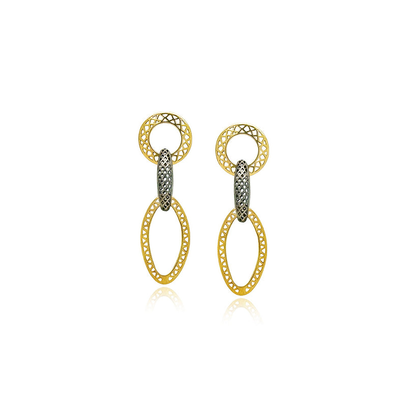 Triple Link Crownwork Drop Earrings