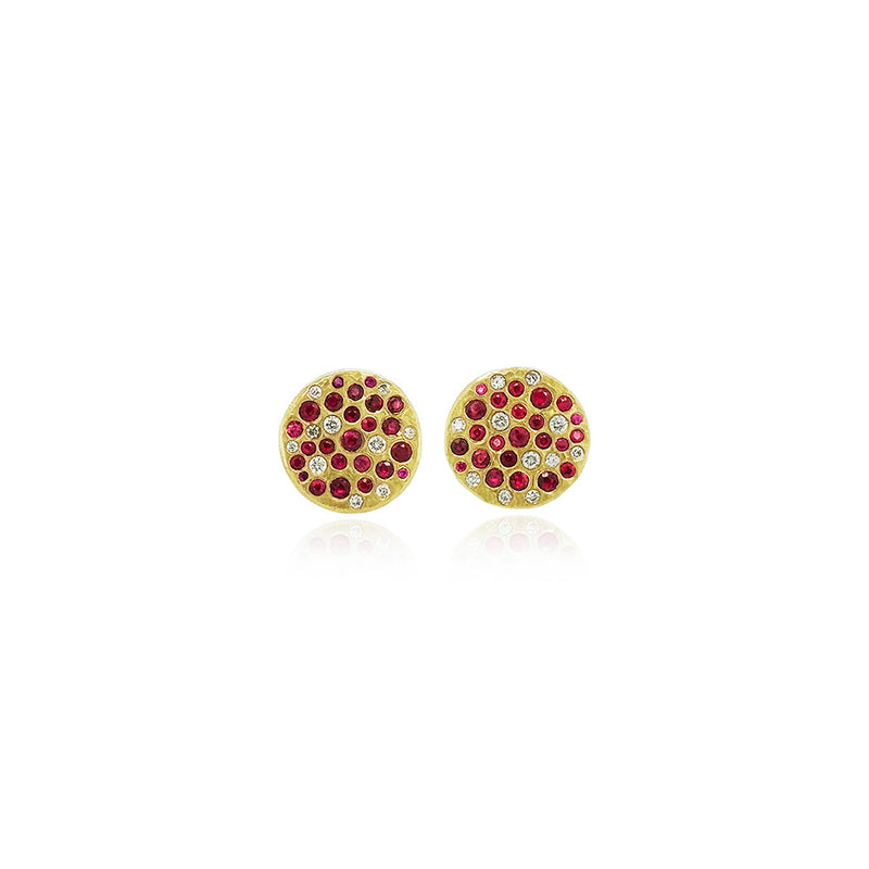 Ruby and Diamond "Silk" Disc Earrings