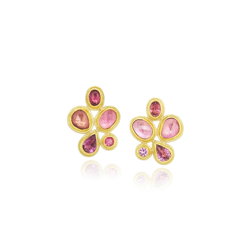 Mixed Shape Pink Sapphire Earrings