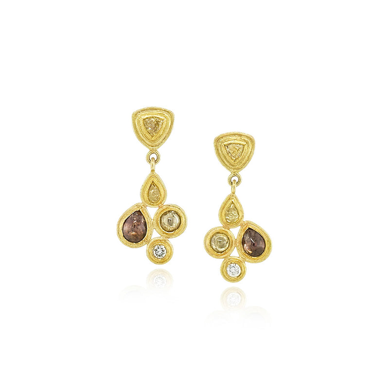 Mixed Shape Diamond Drop Earrings