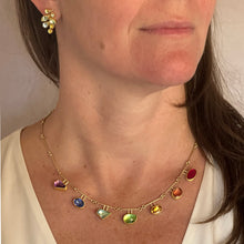 Grape Cluster Earrings in Mixed Shape Yellow Sapphires and Aquamarines