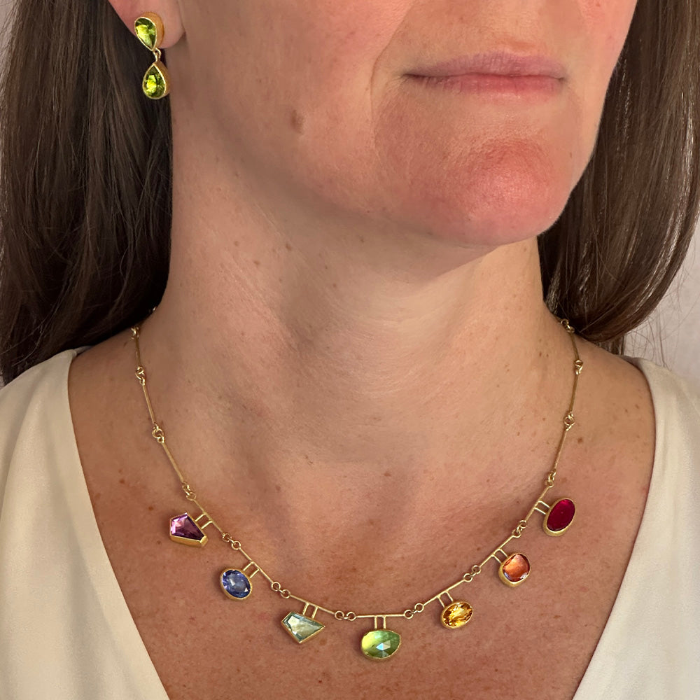 Mixed Cut Rainbow Gemstone Necklace