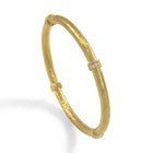 18k Hammered Hollow-Constructed Bangle Bracelet with Diamonds