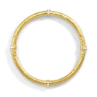 18k Hammered Hollow-Constructed Bangle Bracelet with Diamonds