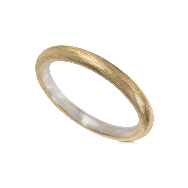 22K Yellow Gold and Sterling Silver Wide Bangle