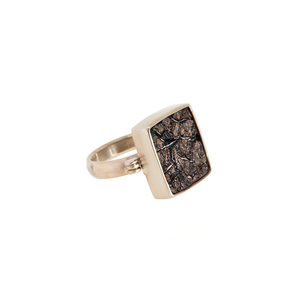 natural surface obsidian ring