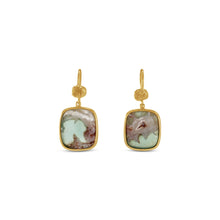 Aquaprase Earrings with Gold Frames