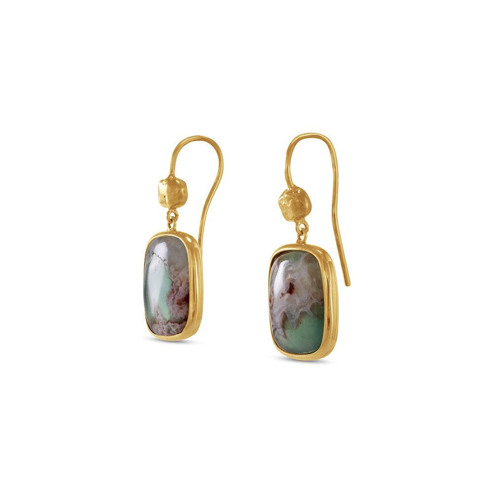 Aquaprase Earrings with Gold Frames
