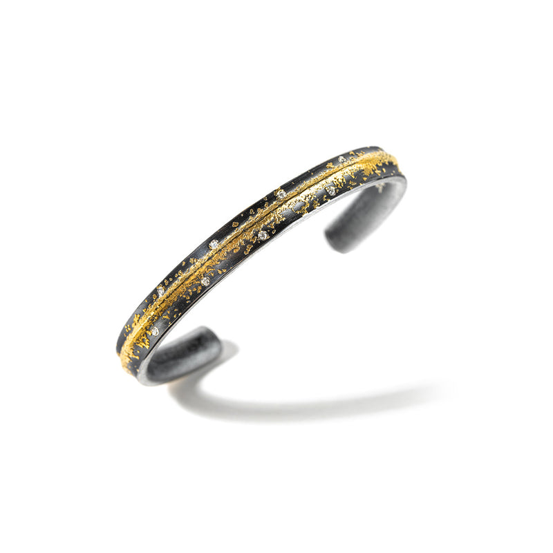 Medium Railed Cuff with Diamonds
