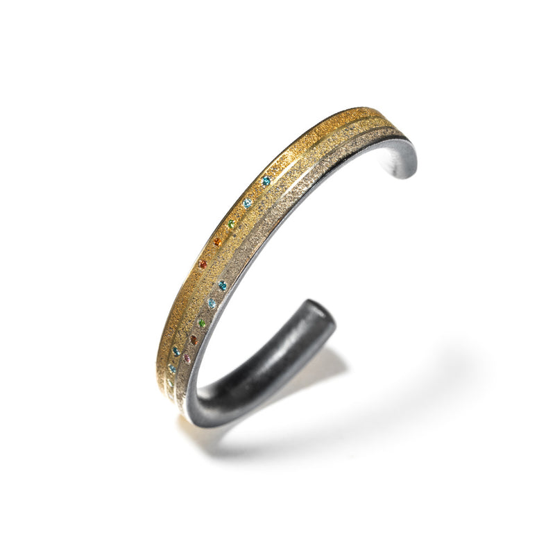 Small Rainbow Cuff with Colored Diamonds