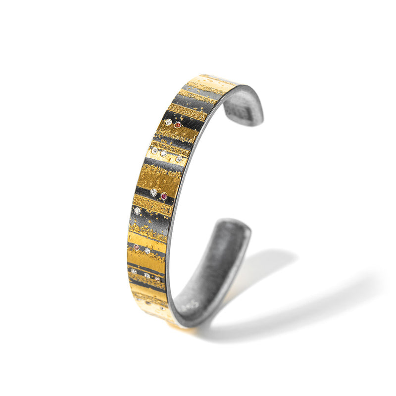 Medium Striped Cuff with White and Pink Diamonds