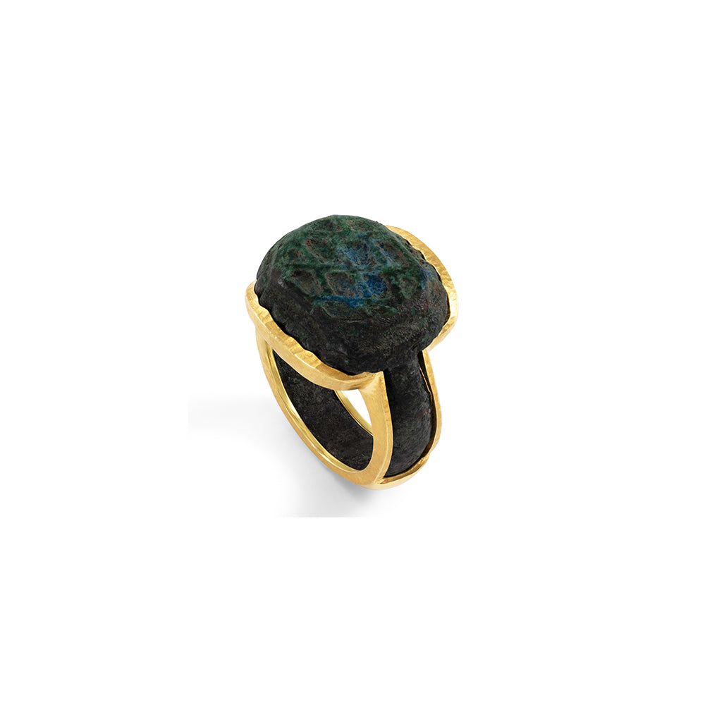 Bronze Roman Ring Encapsulated with Modern Gold Frame