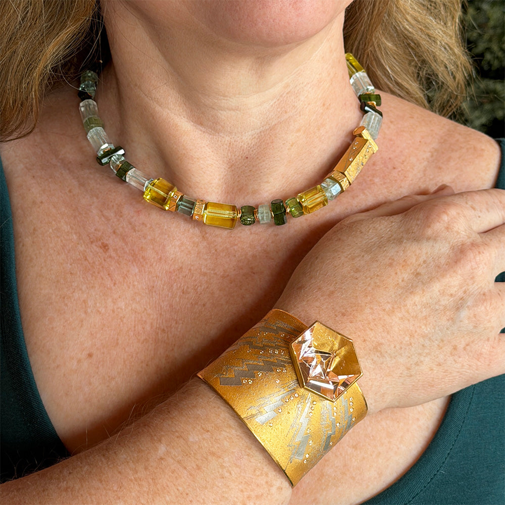 Mixed Beryl, Aquamarine and Tourmaline Vario Clasp Necklace