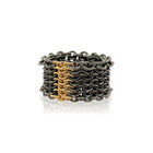 kinetic chainmaille ring in silver and gold