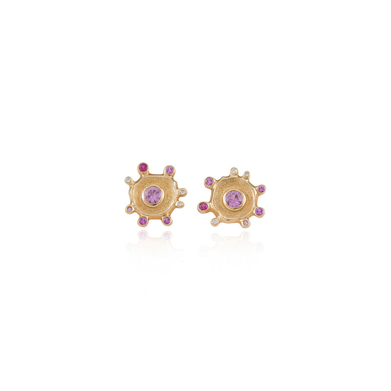 Small "Embraces" Studs with Pink/Purple Sapphires