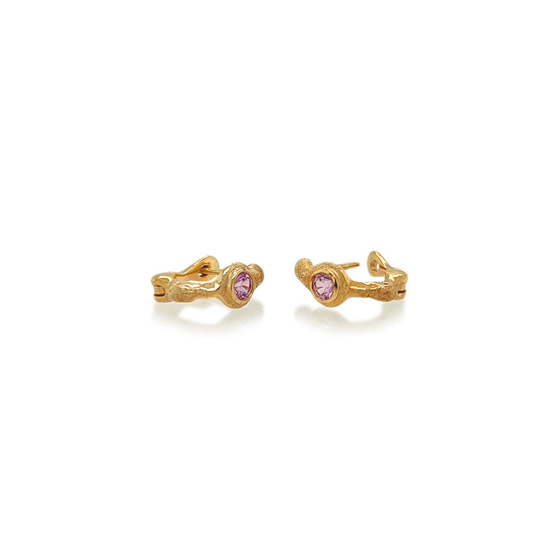 Pink Sapphire Huggie Earrings