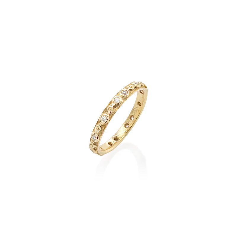"Coral" Ring with White Diamonds