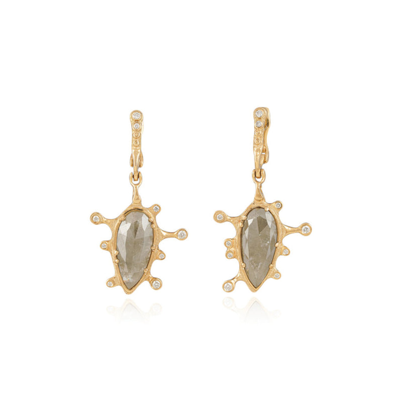 Natural Grey Tear Drop Diamond "Embraces" Earrings