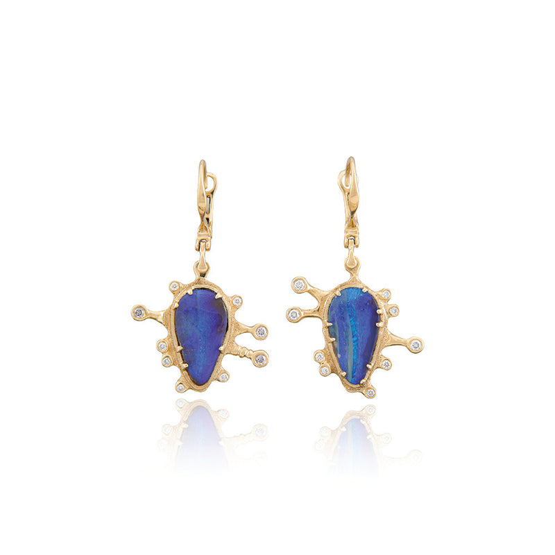 Australian Boulder Opal Drop Earrings with Lever-Backs