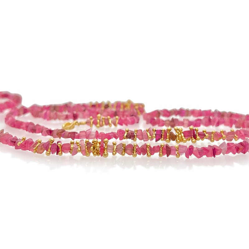 Matte Finish Pink Tourmaline Necklace