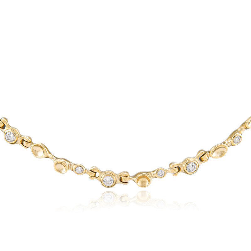 Horizontal "Morning Dew" Necklace with White Diamonds