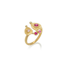 double embrace ring with pink sapphires and diamonds
