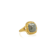 Grey Rose cut diamond ring with white diamonds