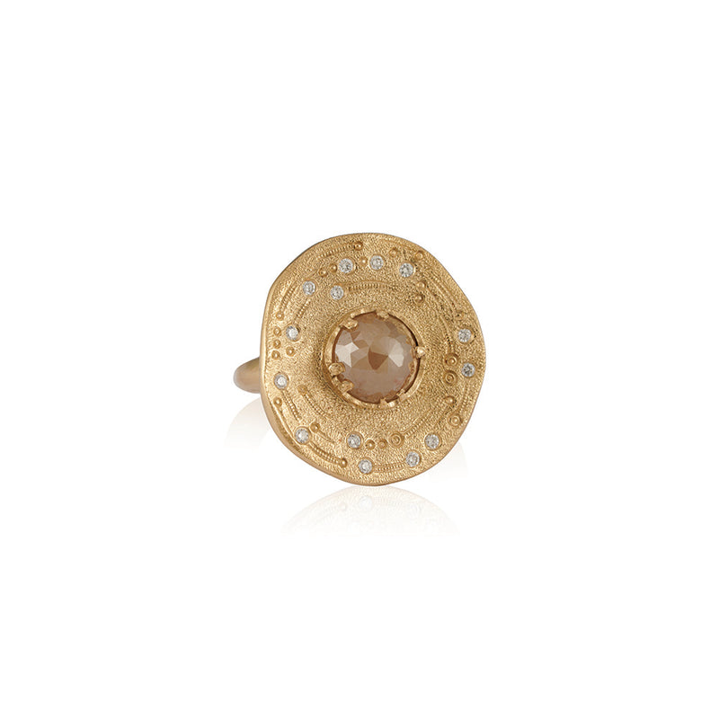 Natural Color Rose Cut Diamond "Orbit"  Ring