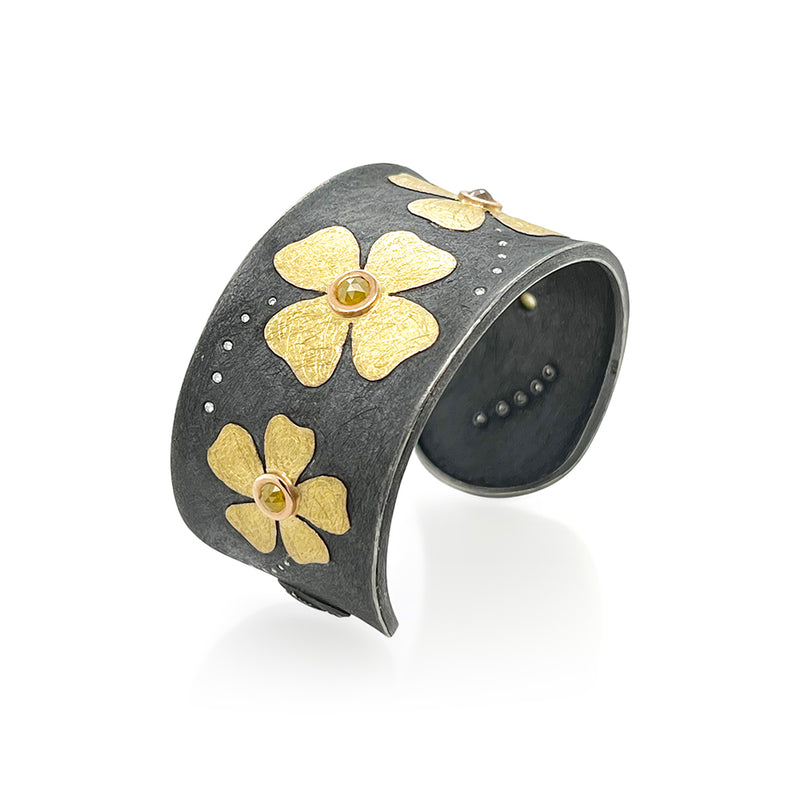 Flower Petal Bracelet with Rose Cut Diamonds