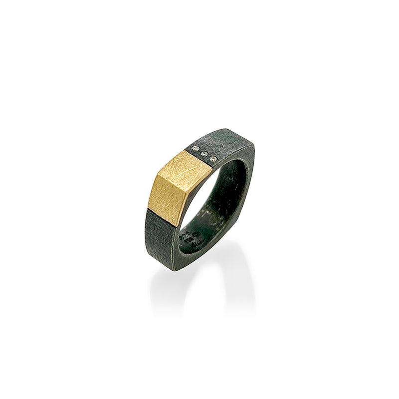 Men’s Square Band with Gold and Diamonds