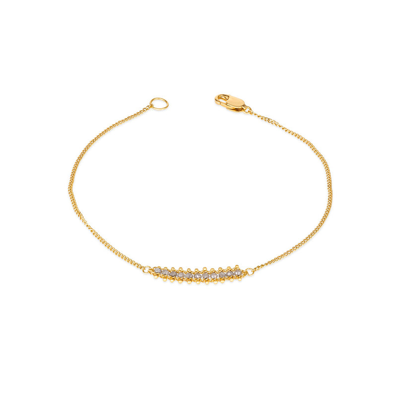 Textile Row Silver Diamond Station Bracelet