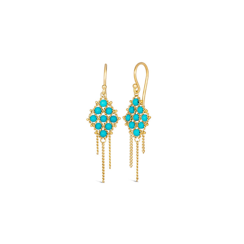 Small Textile Turquoise Earrings