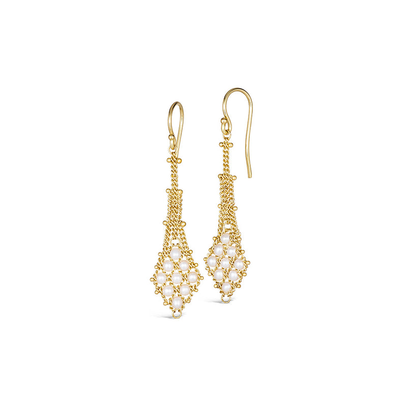 Textile Drop Freshwater Pearl Earrings