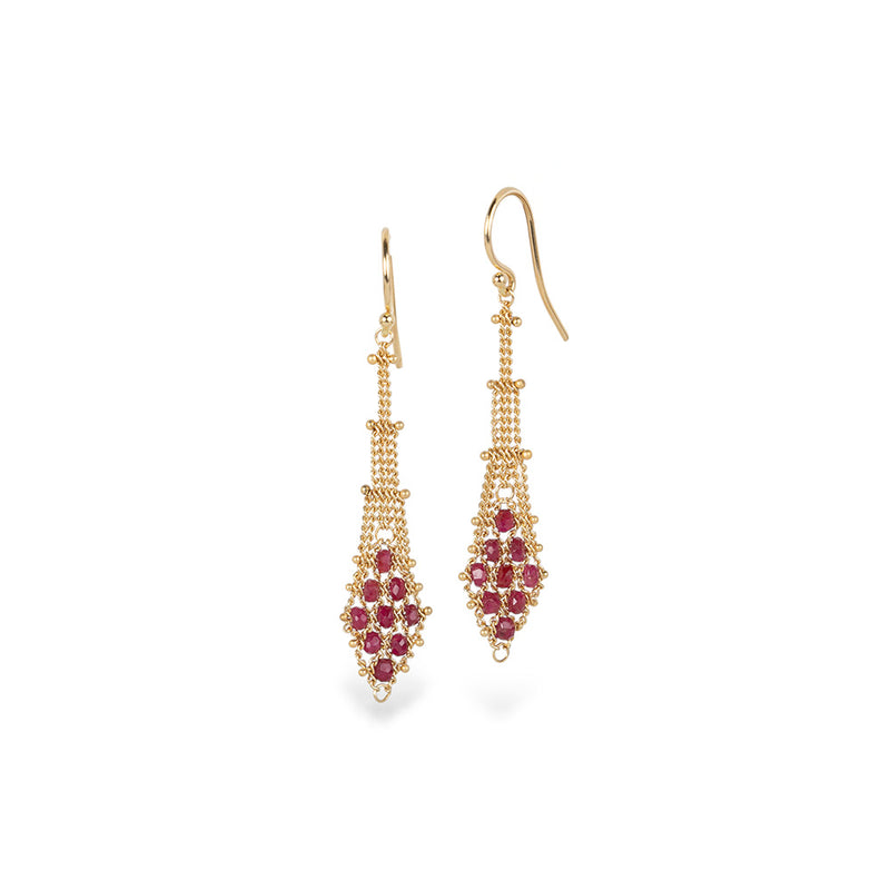 Textile Drop Ruby Earrings
