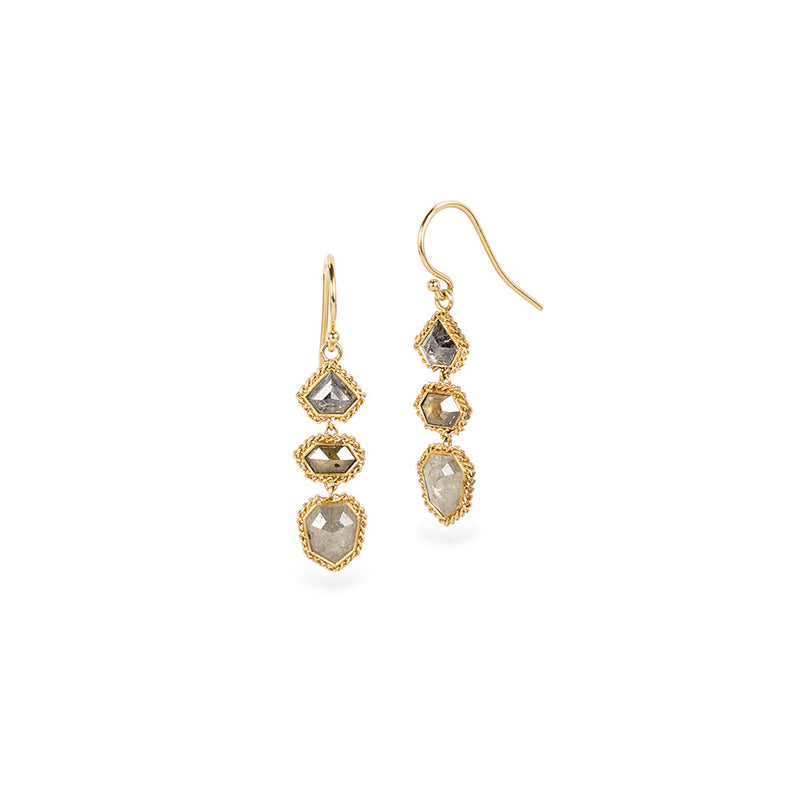One-Of-A-Kind Natural Salt and Pepper Diamond Earrings