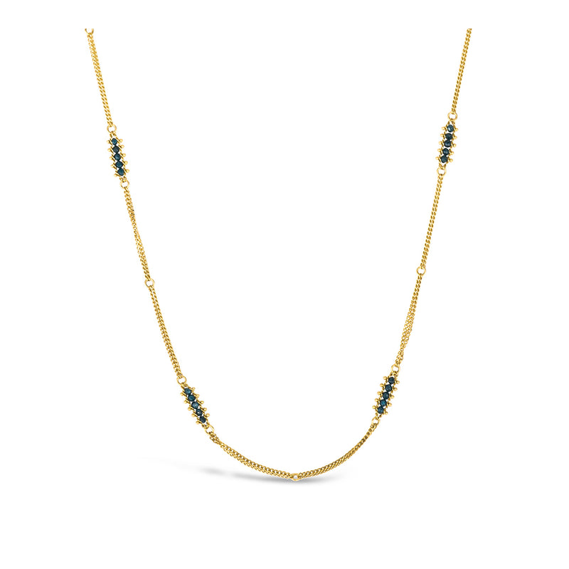 Textile Station Double Chain Blue Diamond Necklace