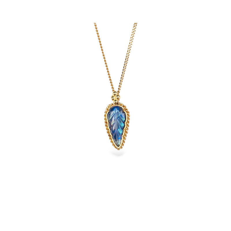 One-Of-A-Kind Carved Leaf Moonstone Necklace