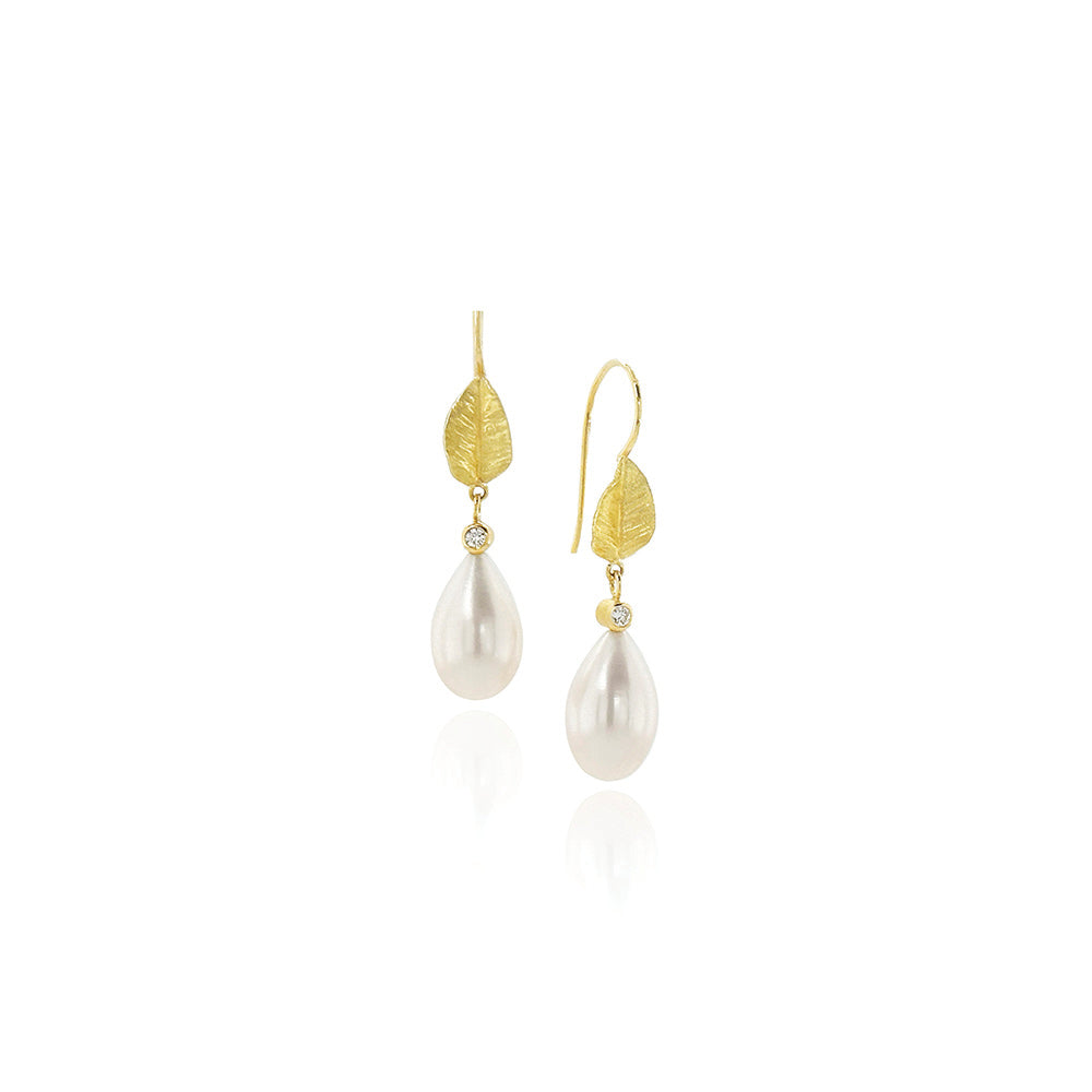 leaf and pearl earrings