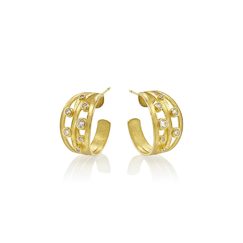4 Ribbon Wrapped Hoop Earrings with Diamonds