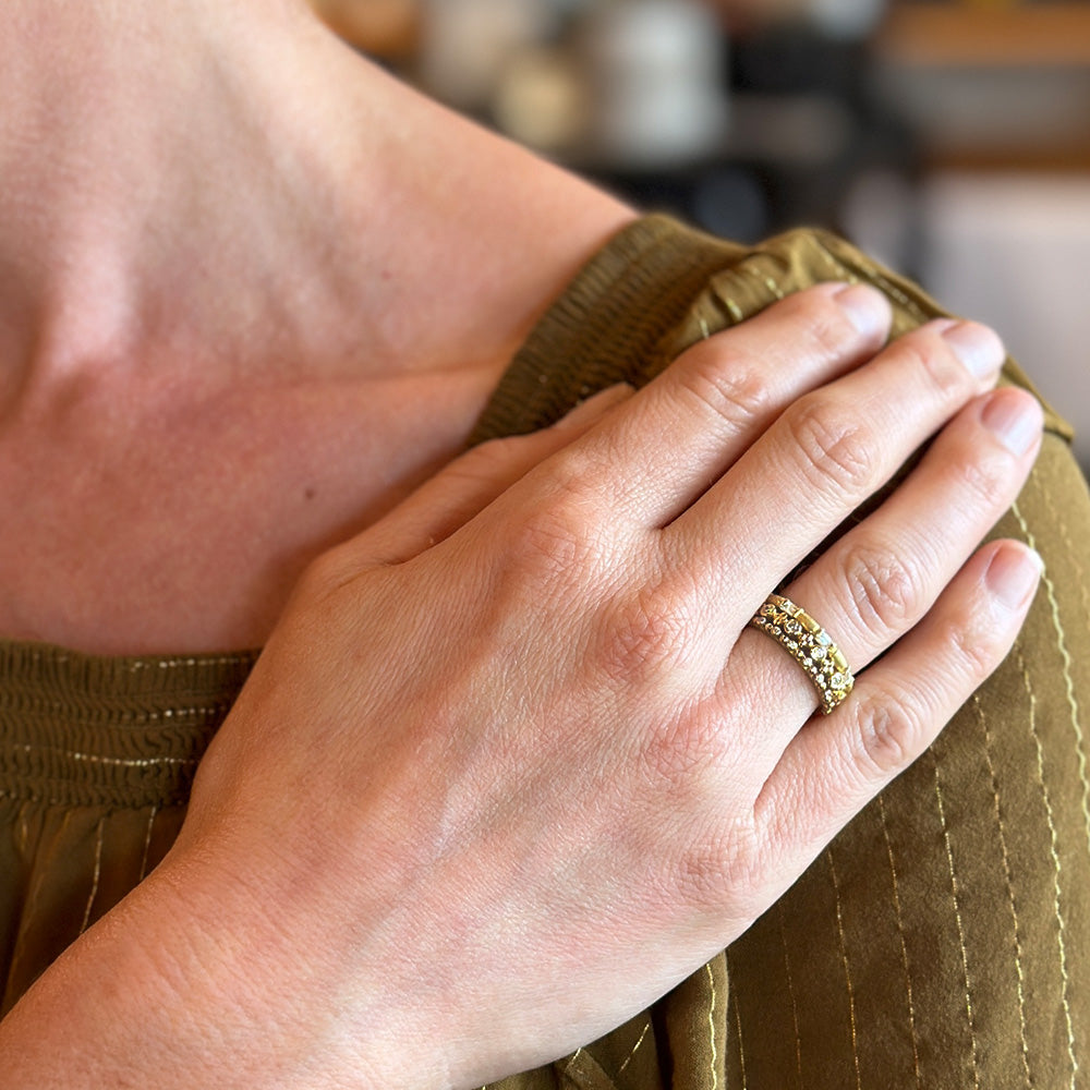 "Pins and Needles" Ring with White Diamonds