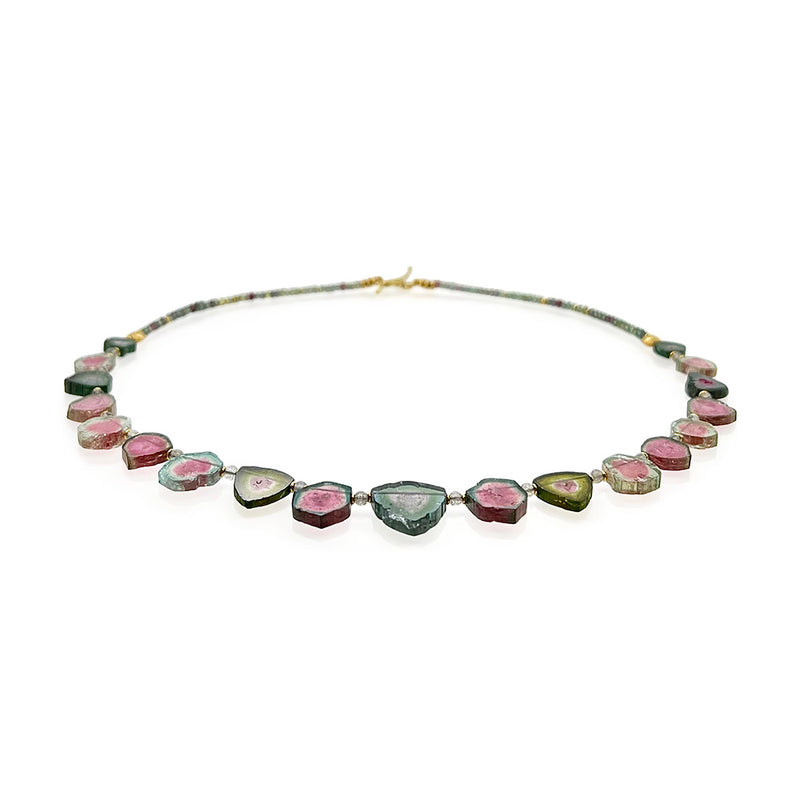 Watermelon Tourmaline Slice Necklace
