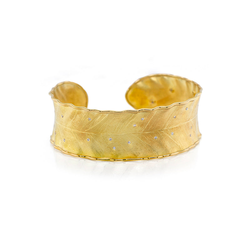 Leaf Cuff Bracelet with Diamonds