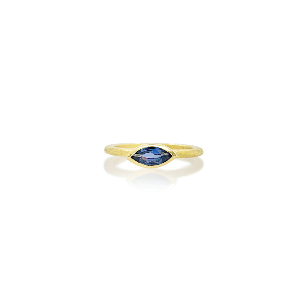 navette blue sapphire ring