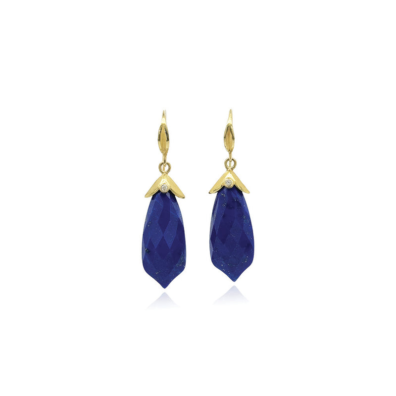Faceted Pagoda Lapis Earrings