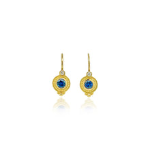 blue sapphire granulated earrings with lever backs