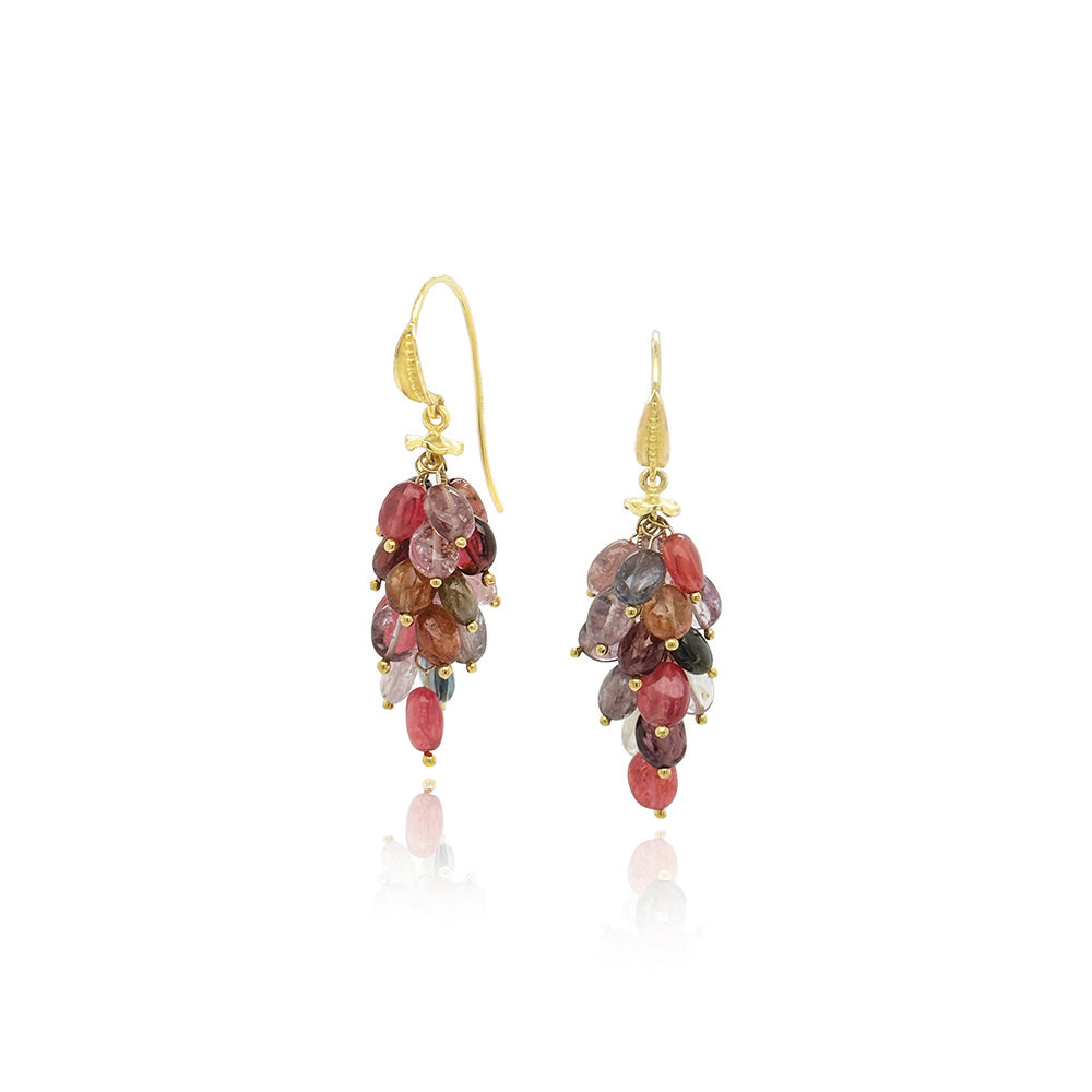 smooth spinel beaded cluster earrings