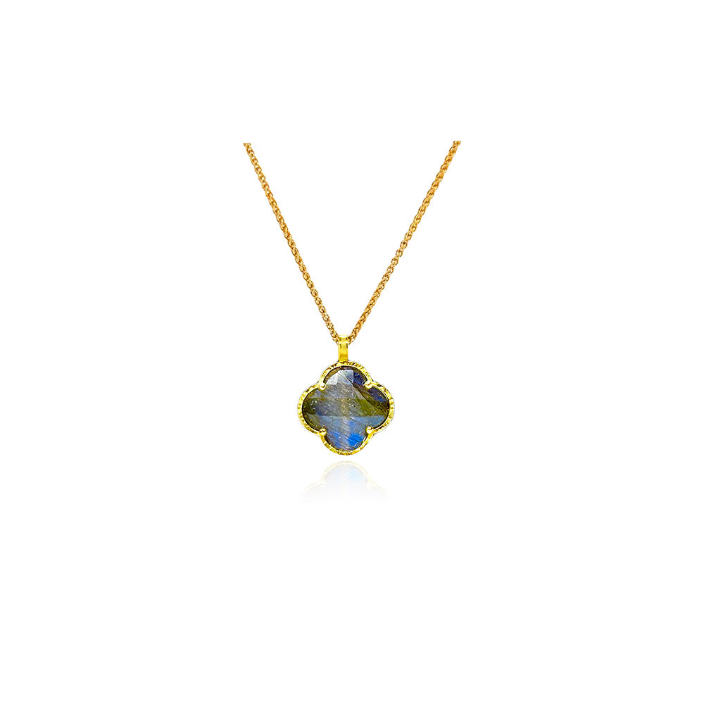 tiny clover labradorite pendant