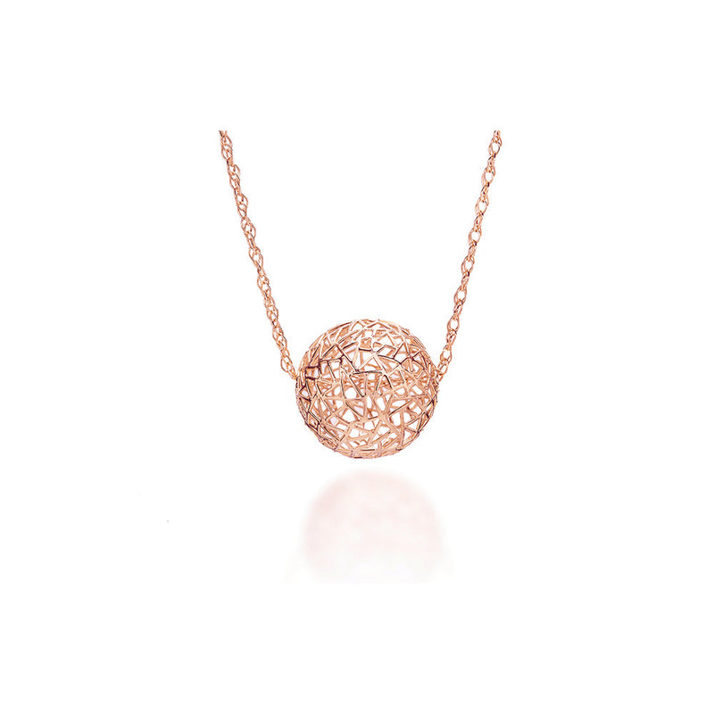 Single Sphere Slider Necklace, 18K Rose Gold