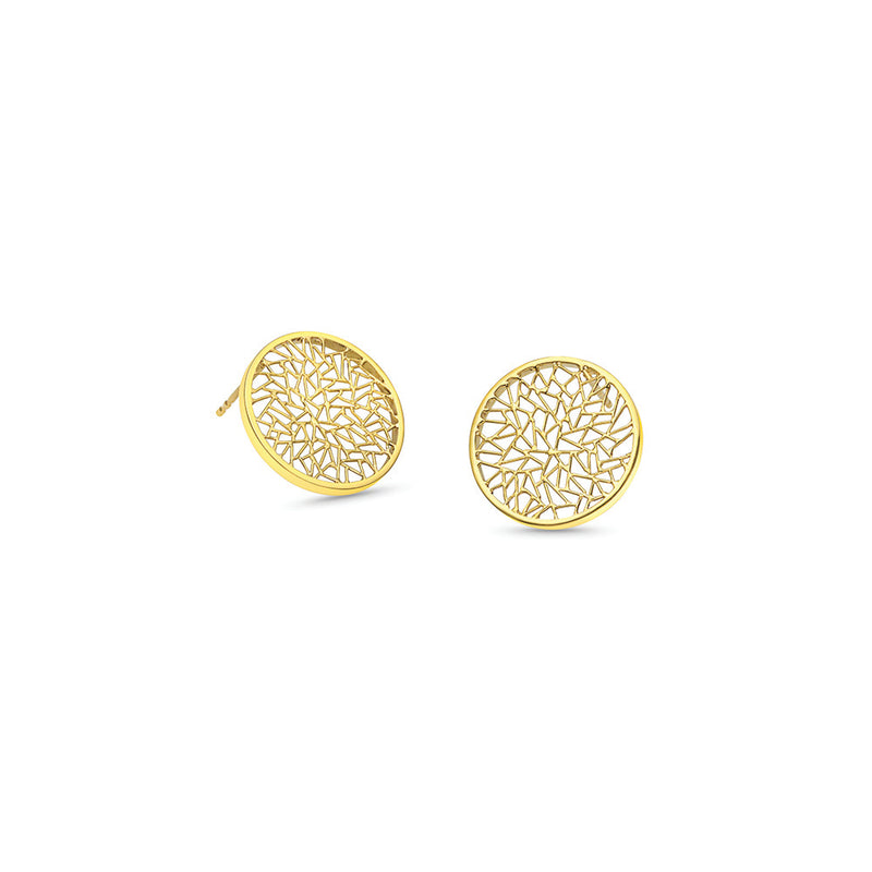 Small Round Disc Earrings in 18K Yellow Gold